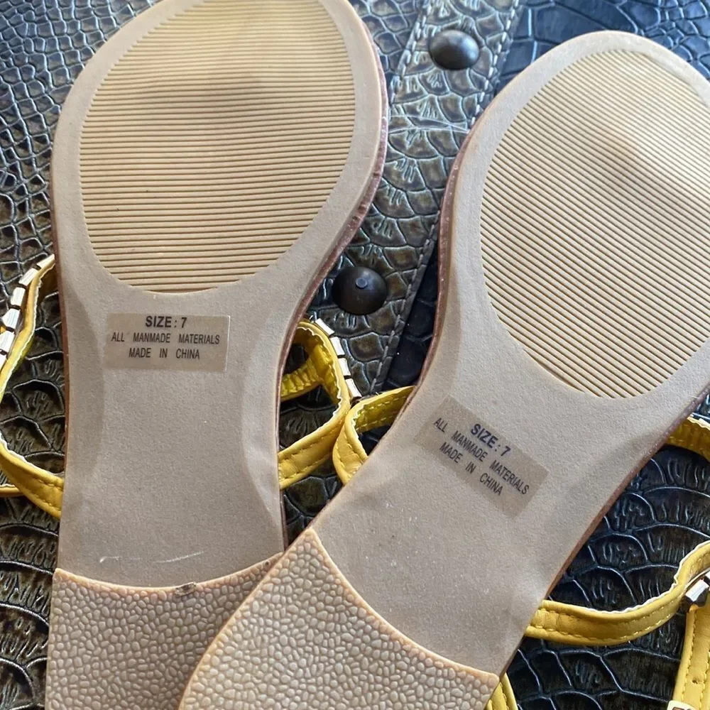Ladies Yellow sandals new studded size 7